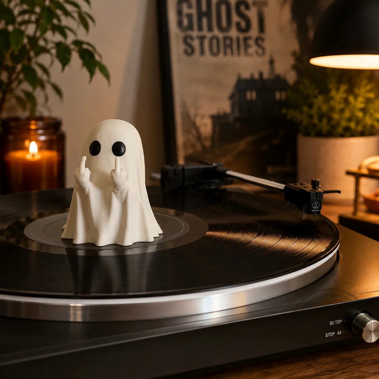 Sarcastic Middle Finger Ghost Vinyl Record Weight